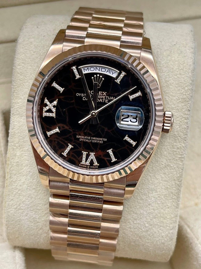 Pre-Owned 2024 Day-Date 40 – Everose Gold with Unique Dial & Diamond Accents | Authenticated by Sovrène