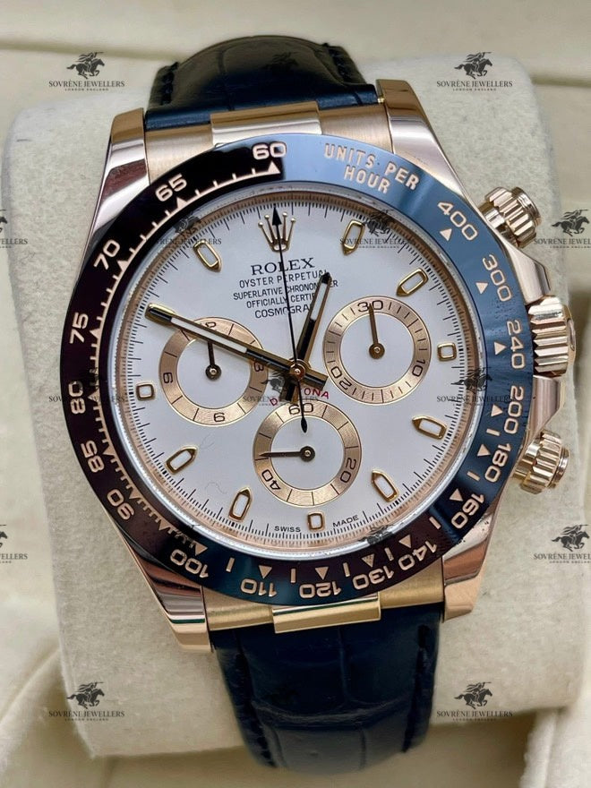 Pre-Owned 2024 Cosmograph Daytona – Everose Gold with Leather Strap | Authenticated by Sovrène