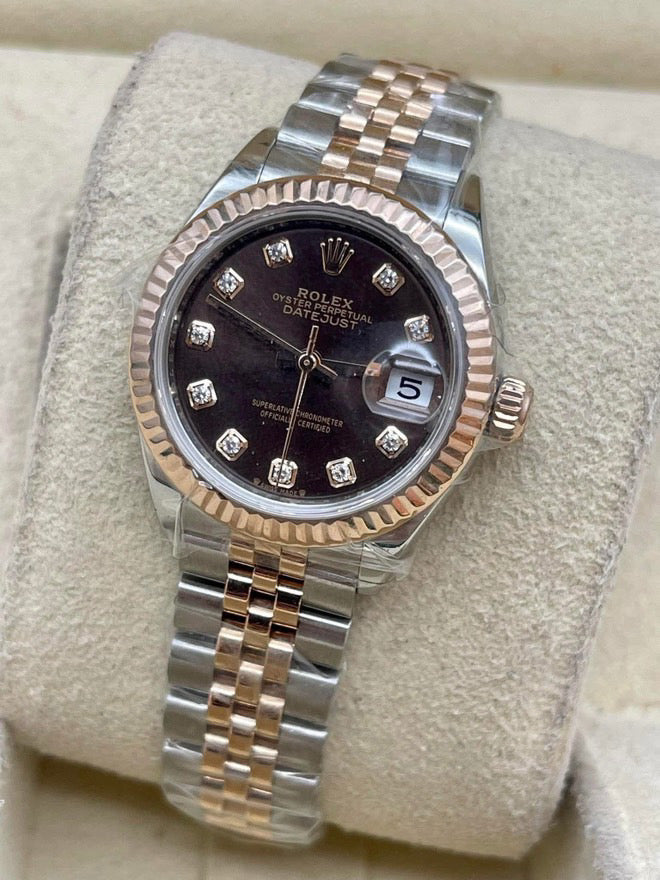 Pre-Owned 2024 Lady-Datejust – Rolesor Everose & Stainless Steel with Diamond Hour Markers | Authenticated by Sovrène