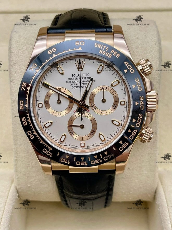 Pre-Owned 2024 Cosmograph Daytona – Everose Gold with Leather Strap | Authenticated by Sovrène