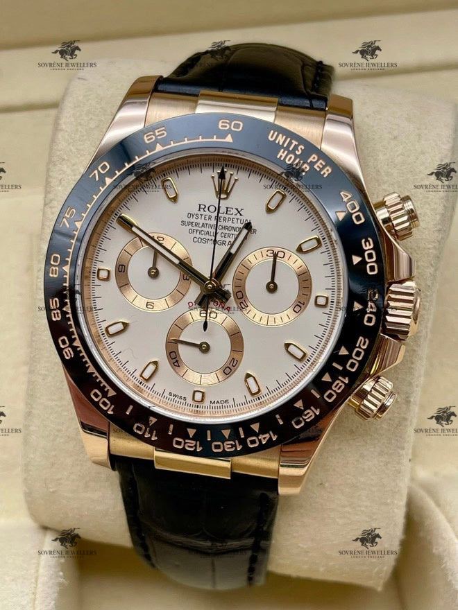 Pre-Owned 2024 Cosmograph Daytona – Everose Gold with Leather Strap | Authenticated by Sovrène