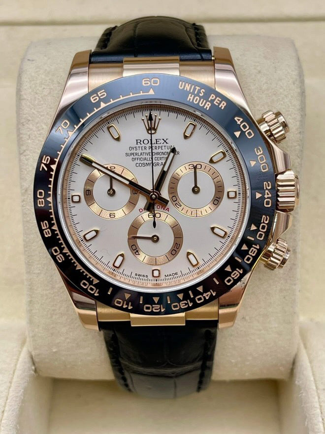 Pre-Owned 2024 Cosmograph Daytona – Everose Gold with Leather Strap | Authenticated by Sovrène