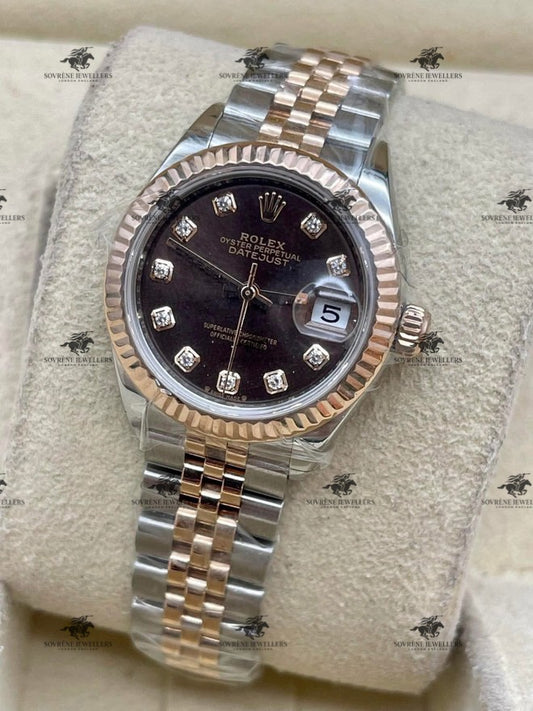 Pre-Owned 2024 Lady-Datejust – Rolesor Everose & Stainless Steel with Diamond Hour Markers | Authenticated by Sovrène