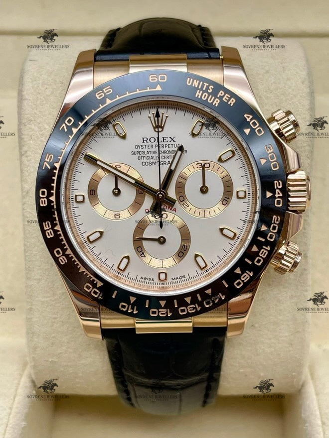 Pre-Owned 2024 Cosmograph Daytona – Everose Gold with Leather Strap | Authenticated by Sovrène