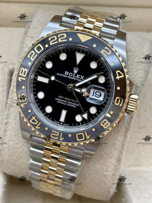 Pre-Owned Rolex GMT-Master II – Steel & Gold with Black Dial | Authenticated by Sovrène