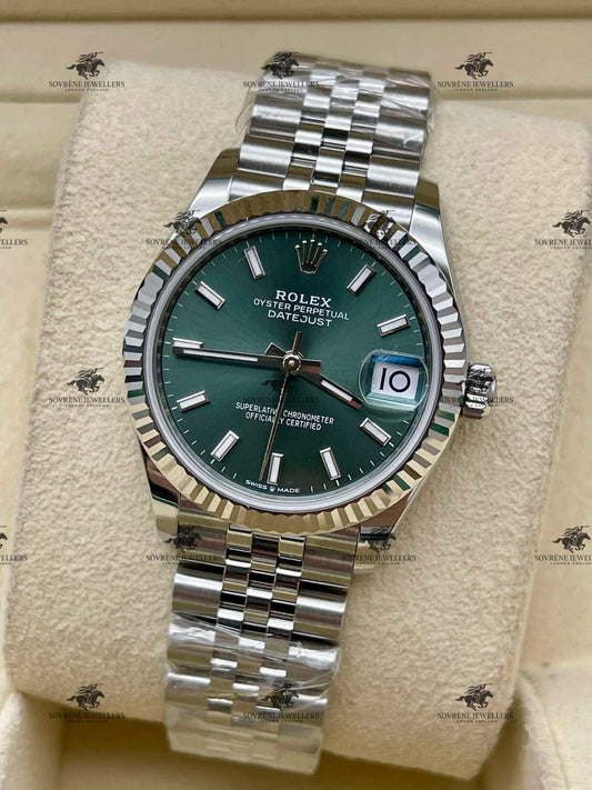 Pre-Owned Rolex Datejust – Stainless Steel & Green Dial 126334 | Authenticated by Sovrène